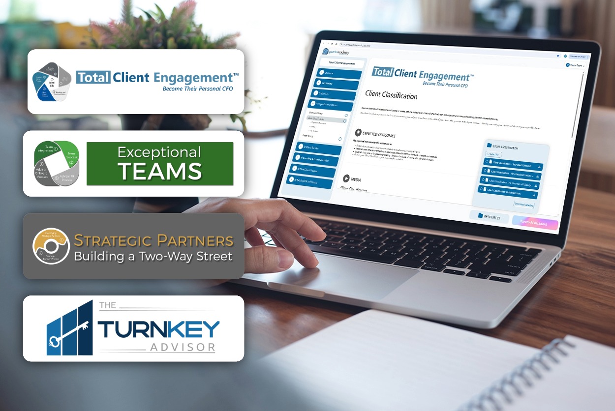 The Pareto Academy displayed on laptop